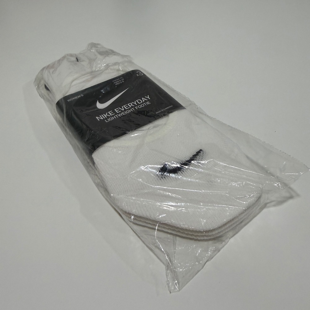 Nike Everyday Lightweight Footie 3 Pair White Socks SX4863-101 Medium